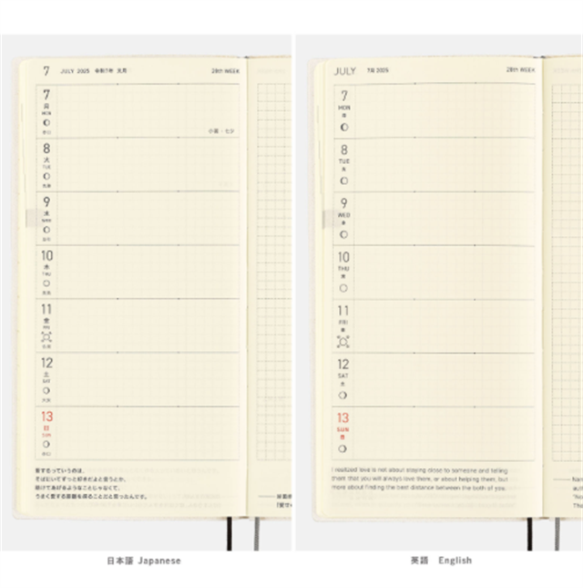 Hobonichi-Techo Weeks 2025 Hiroko Kubota: Night Cherry Blossom Snow Globe Ajanda/Planner-Çizgili-12-Milagron.com