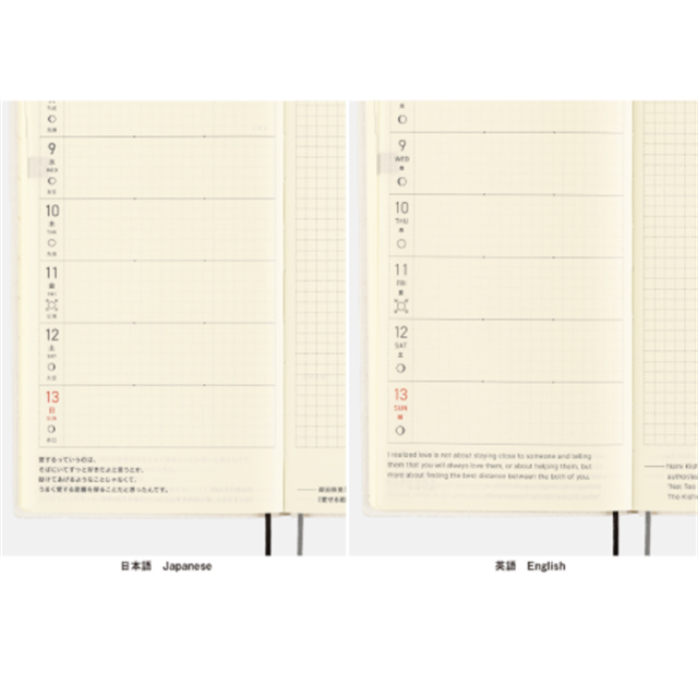 Hobonichi-Techo Weeks 2025 Hiroko Kubota: Night Cherry Blossom Snow Globe Ajanda/Planner-Çizgili-13-Milagron.com