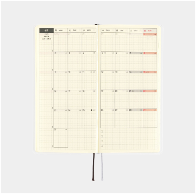 Hobonichi-Techo Weeks 2025 Hiroko Kubota: Night Cherry Blossom Snow Globe Ajanda/Planner-Çizgili-7-Milagron.com