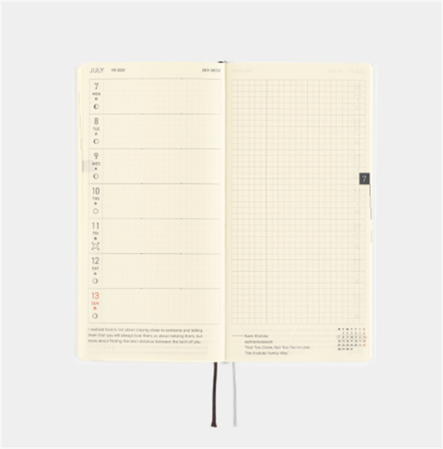 Hobonichi-Techo Weeks 2025 Hiroko Kubota: Night Cherry Blossom Snow Globe Ajanda/Planner-Çizgili-9-Milagron.com