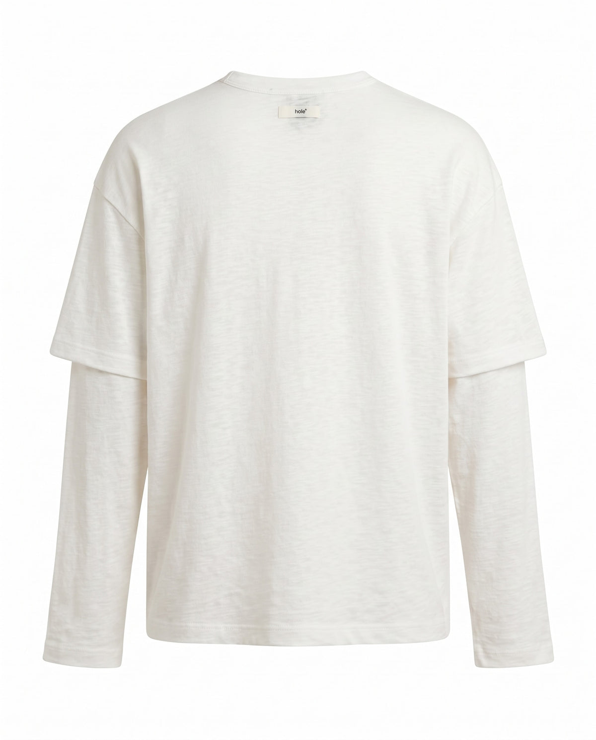 Ekru Çift Kollu Relaxed Fit Triko T-Shirt