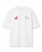 Zebra Logo Baskılı Ekru Oversize T-Shirt