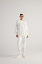 3 İplik Şardonlu Uzun Kol Bisiklet Yaka Fine Sweatshirt Ekru