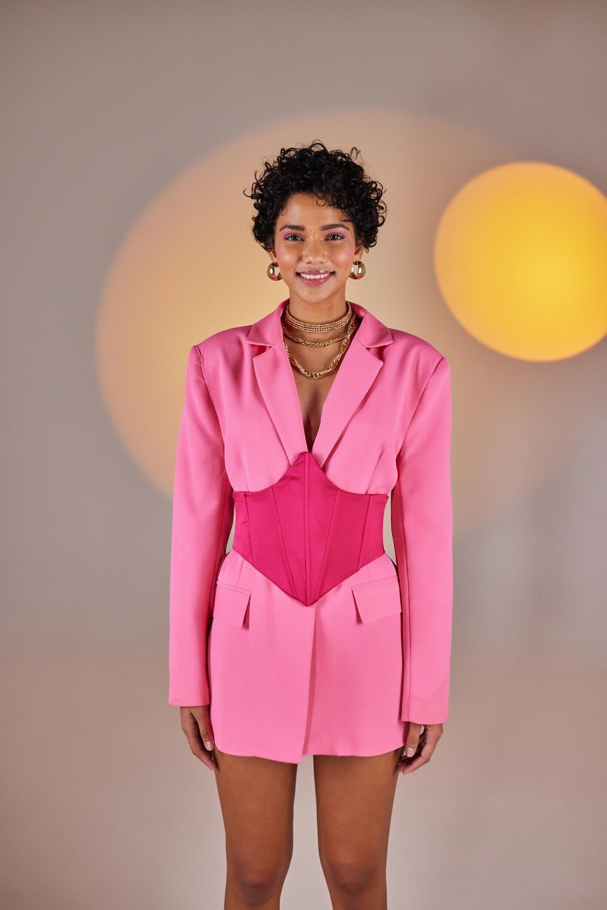 Arkası Gipeli Satin Korse Pembe