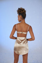 Askılı Crop Saten Fancy Büstiyer Bej