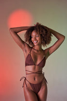 Bağcıklı U Kesim Brezilya Model Slim Delphi Bikini Altı Kahverengi