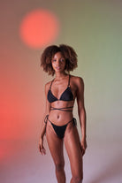 Bağcıklı U Kesim Brezilya Model Slim Delphi Bikini Altı Siyah