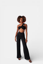 Holly Lolly-Beatrice Omuz Detaylı Crop Bluz – Si̇yah-Bluz-3-Milagron.com