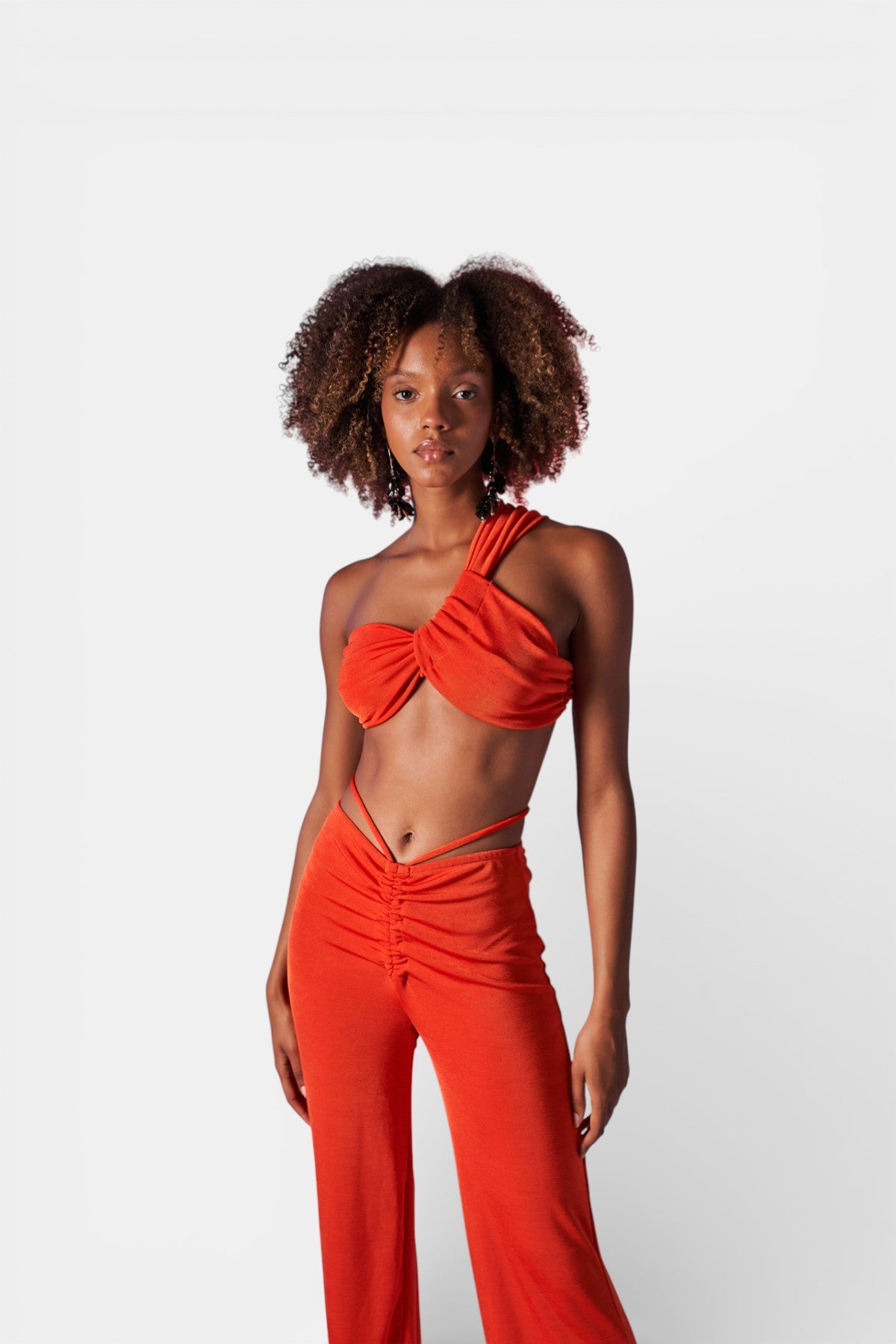 Holly Lolly-Beatrice Omuz Detaylı Crop Bluz – Turuncu-Bluz-2-Milagron.com