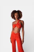 Holly Lolly-Beatrice Omuz Detaylı Crop Bluz – Turuncu-Bluz-2-Milagron.com