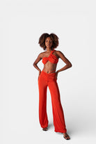 Holly Lolly-Beatrice Omuz Detaylı Crop Bluz – Turuncu-Bluz-4-Milagron.com