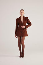 Belden Oturmalı Fit Kesim Deja Blazer Ceket Kahve