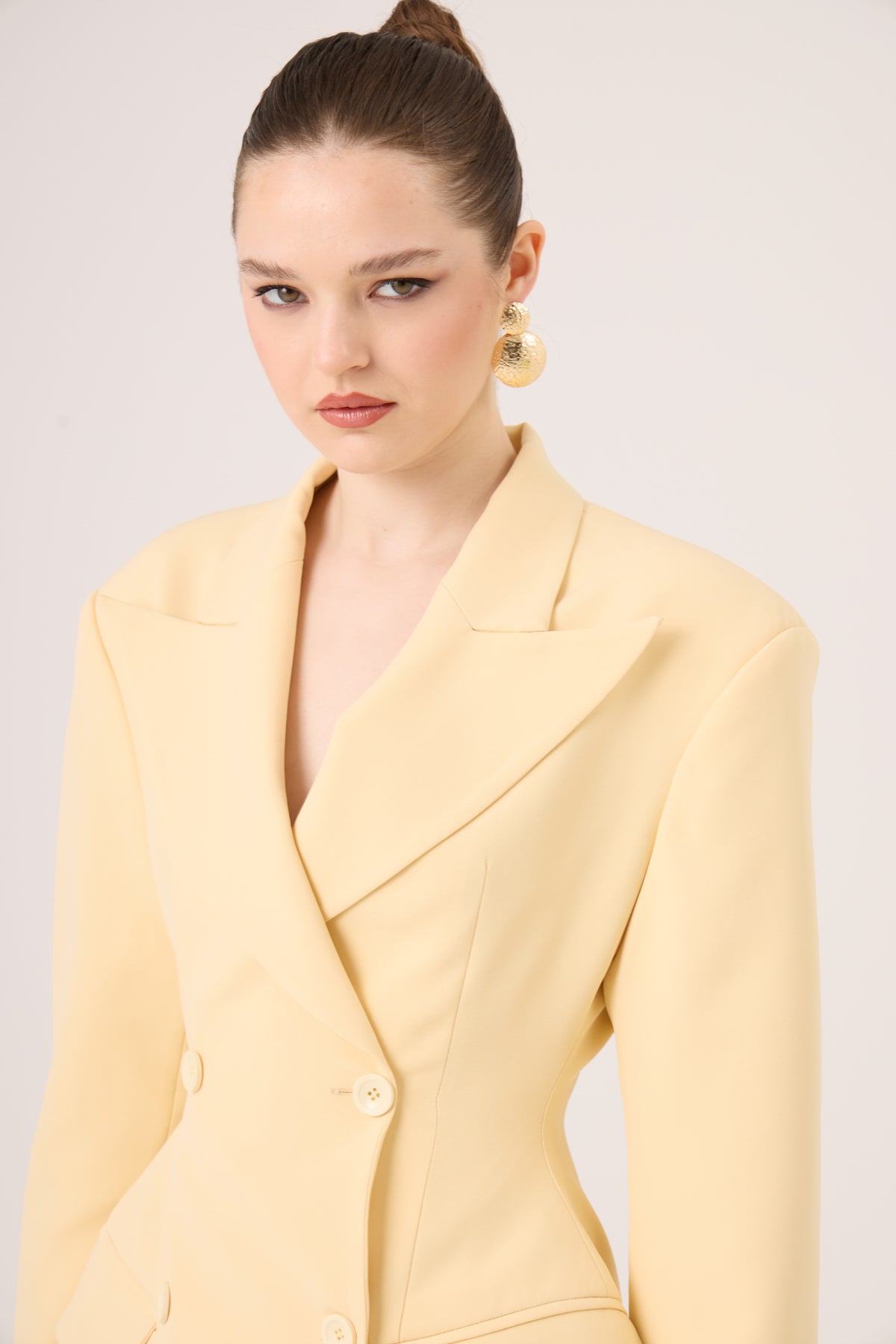Belden Oturmalı Galina Blazer Ceket Sarı