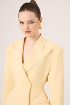 Belden Oturmalı Galina Blazer Ceket Sarı