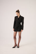Beli Drape Detaylı Heleni Blazer Ceket Siyah