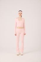 Beli Kıvrımlı Flare Ellen Tayt Pantolon Pembe