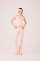 Beli Kıvrımlı Flare Ellen Tayt Pantolon Pembe