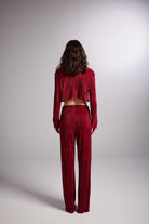 Beli Lastikli Esnek Comfy Pantolon Bordo