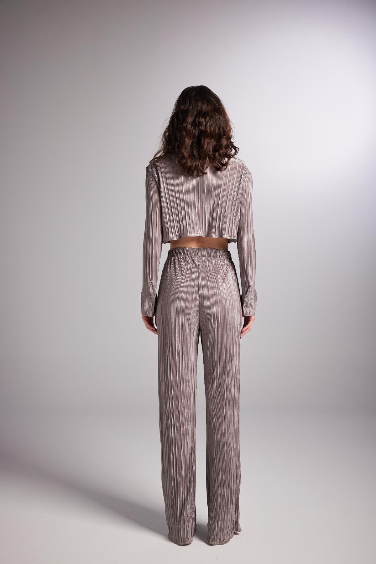 Beli Lastikli Esnek Comfy Pantolon Vizon