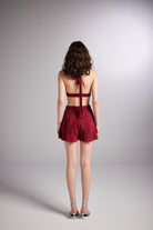 Beli Lastikli Mini Comfy Şort Bordo