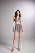 Beli Lastikli Mini Comfy Şort Vizon