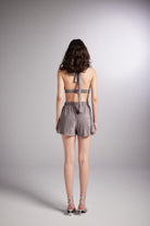Beli Lastikli Mini Comfy Şort Vizon