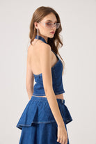Boyundan Askılı Kaela Jean Yelek Mavi