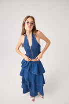 Boyundan Askılı Kaela Jean Yelek Mavi