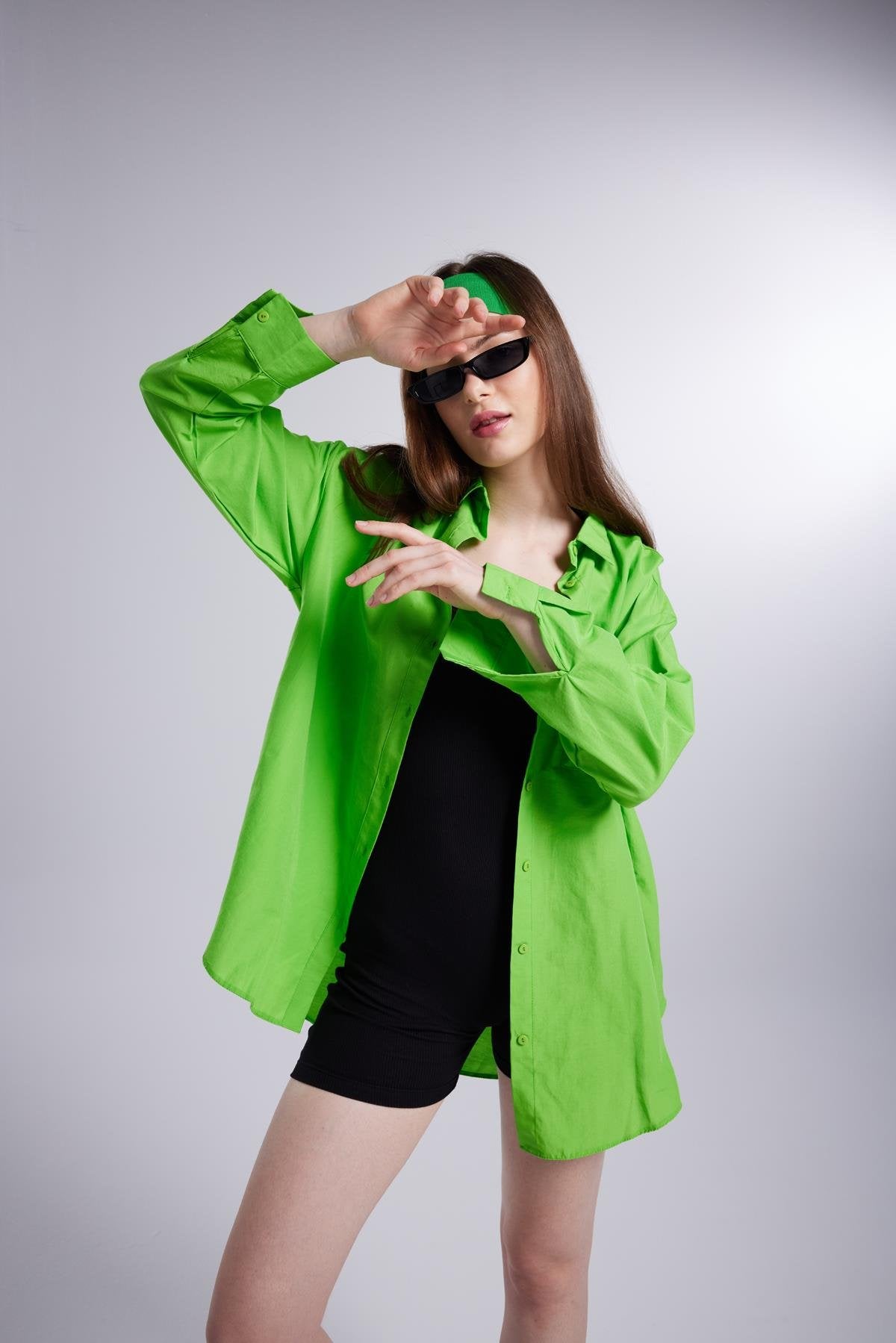 Cepli Oversize Kesim Lovesize Gömlek Yeşil