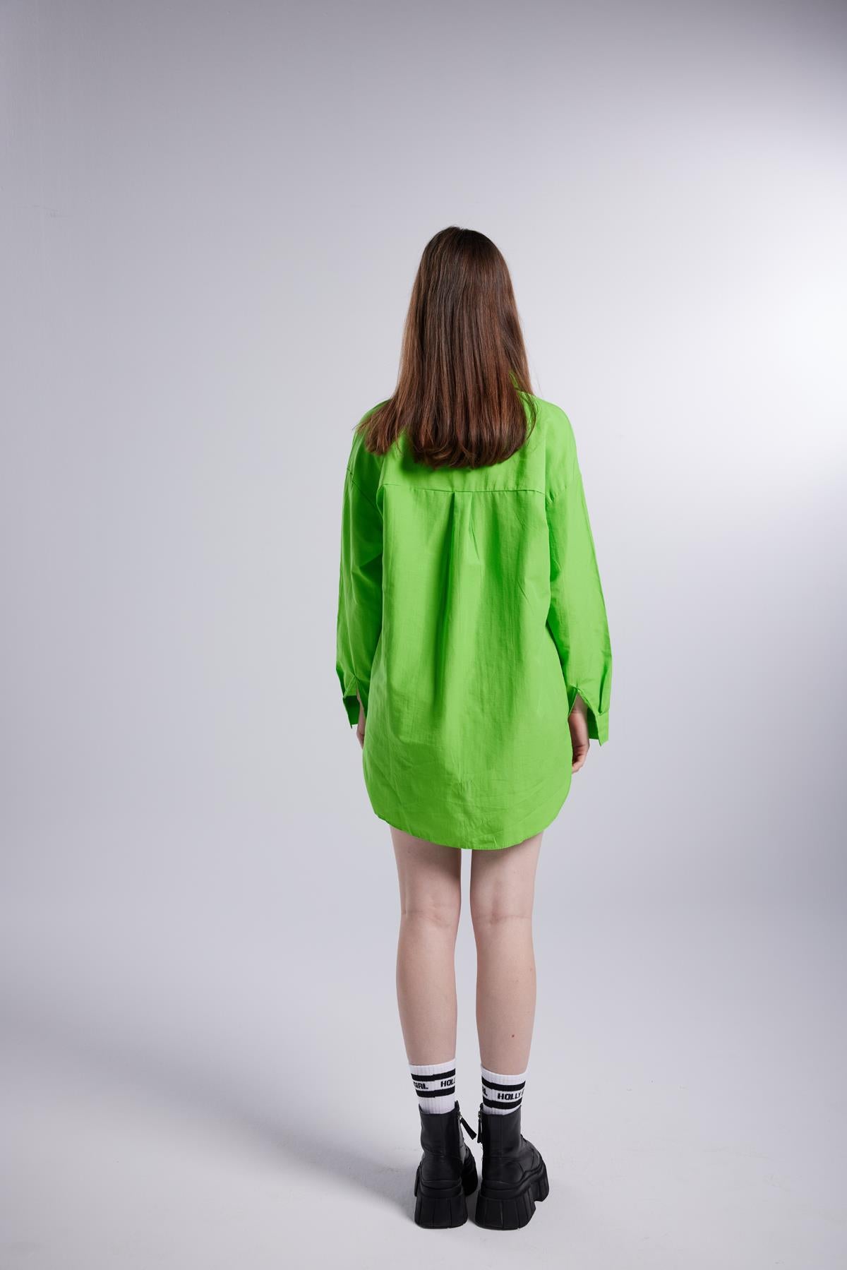 Cepli Oversize Kesim Lovesize Gömlek Yeşil