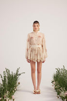 Çiçekli Gömlek Ve Şort Etekli Valeria Takım Bej