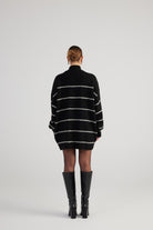 Çizgili Oversize Paloma Kazak Siyah