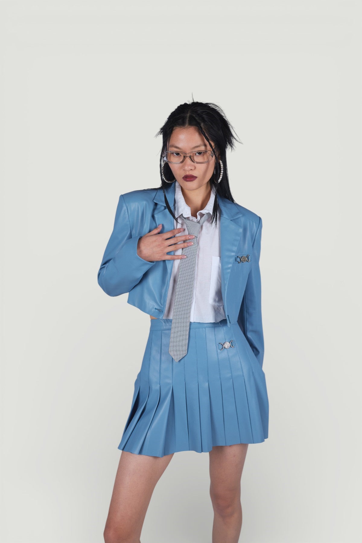Holly Lolly-Crop Model Astarlı College Ceket Mavi-Ceket-2-Milagron.com