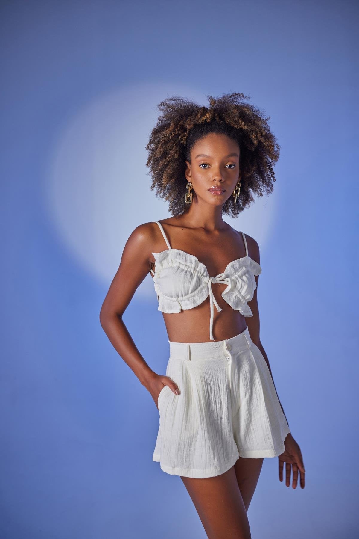 Crop Model Bağlamalı Playa Büstiyer Beyaz