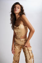 Crop Model Balenli Saten Maddy Büstiyer Bej