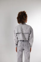 Crop Model Düğmeli Crespo Ceket Gri