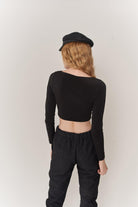 Crop Model Uzun Kol Walery Bluz Siyah