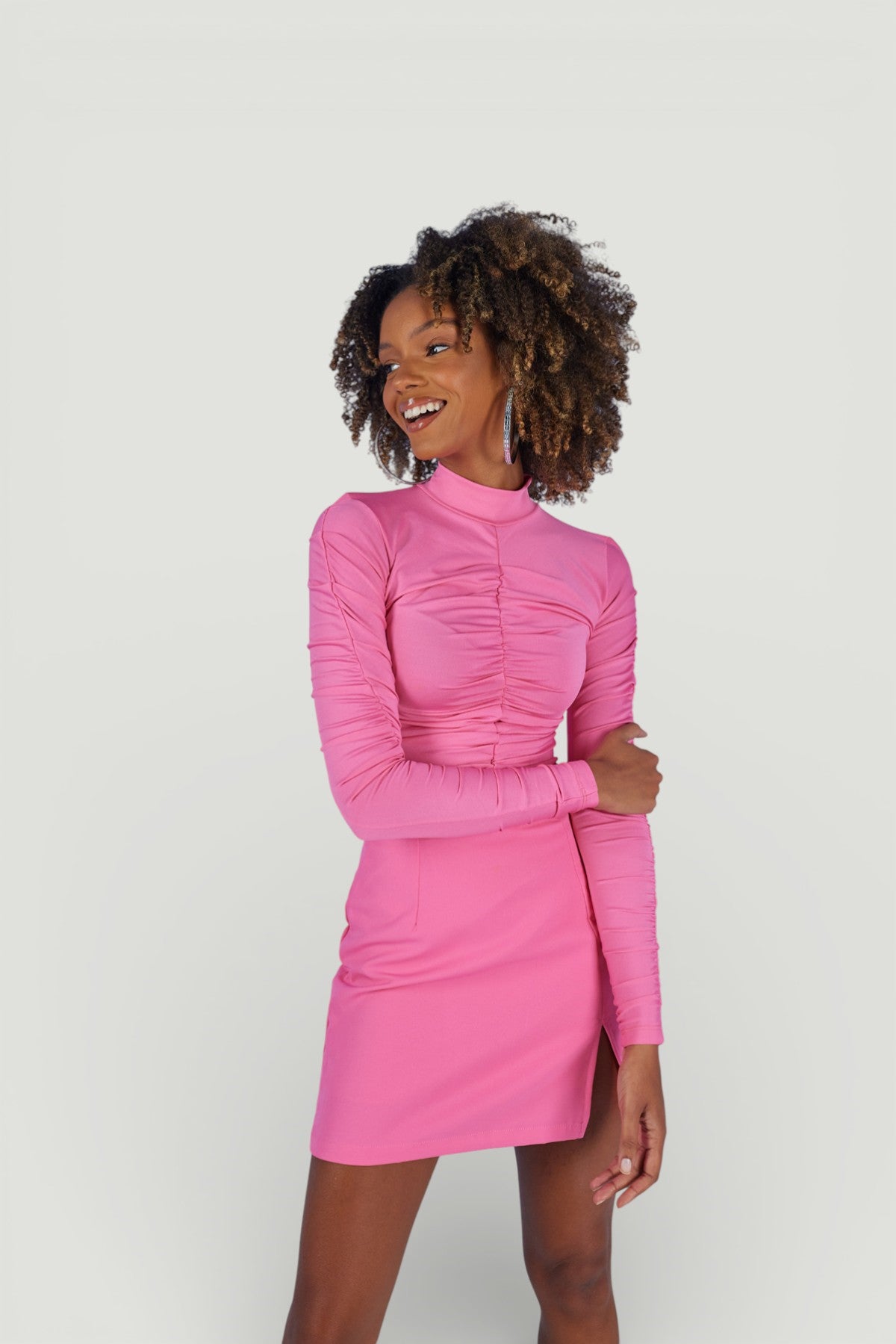Holly Lolly-Draped Drape Detaylı Yarım Balıkçı Bluz – Pembe-Bluz-4-Milagron.com