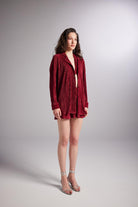 Düğme Kapamalı Comfy Oversize Gömlek Bordo