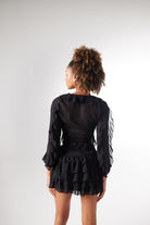 Holly Lolly-Elsa Beli Lastikli Volanlı Mini Etek – Si̇yah-Etek-5-Milagron.com