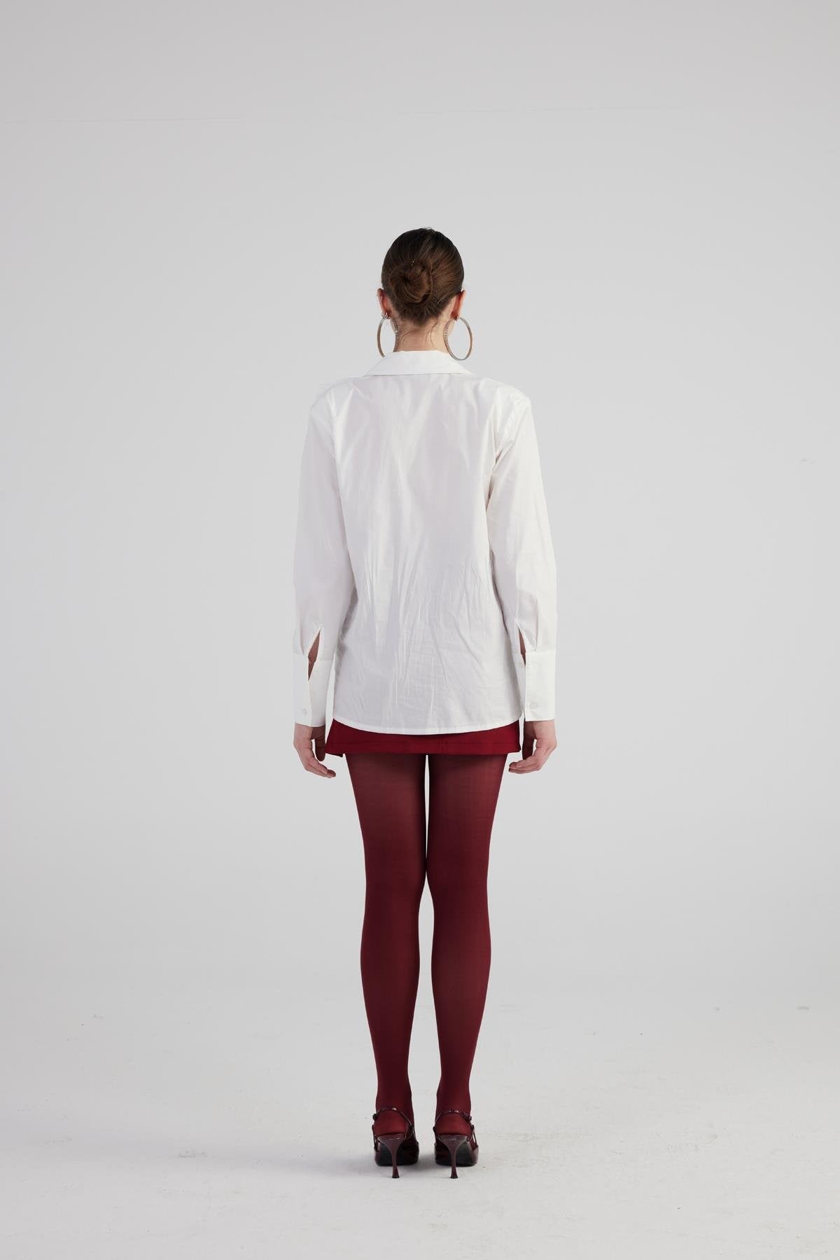 Gül Detaylı Poplin Madison Gömlek Beyaz