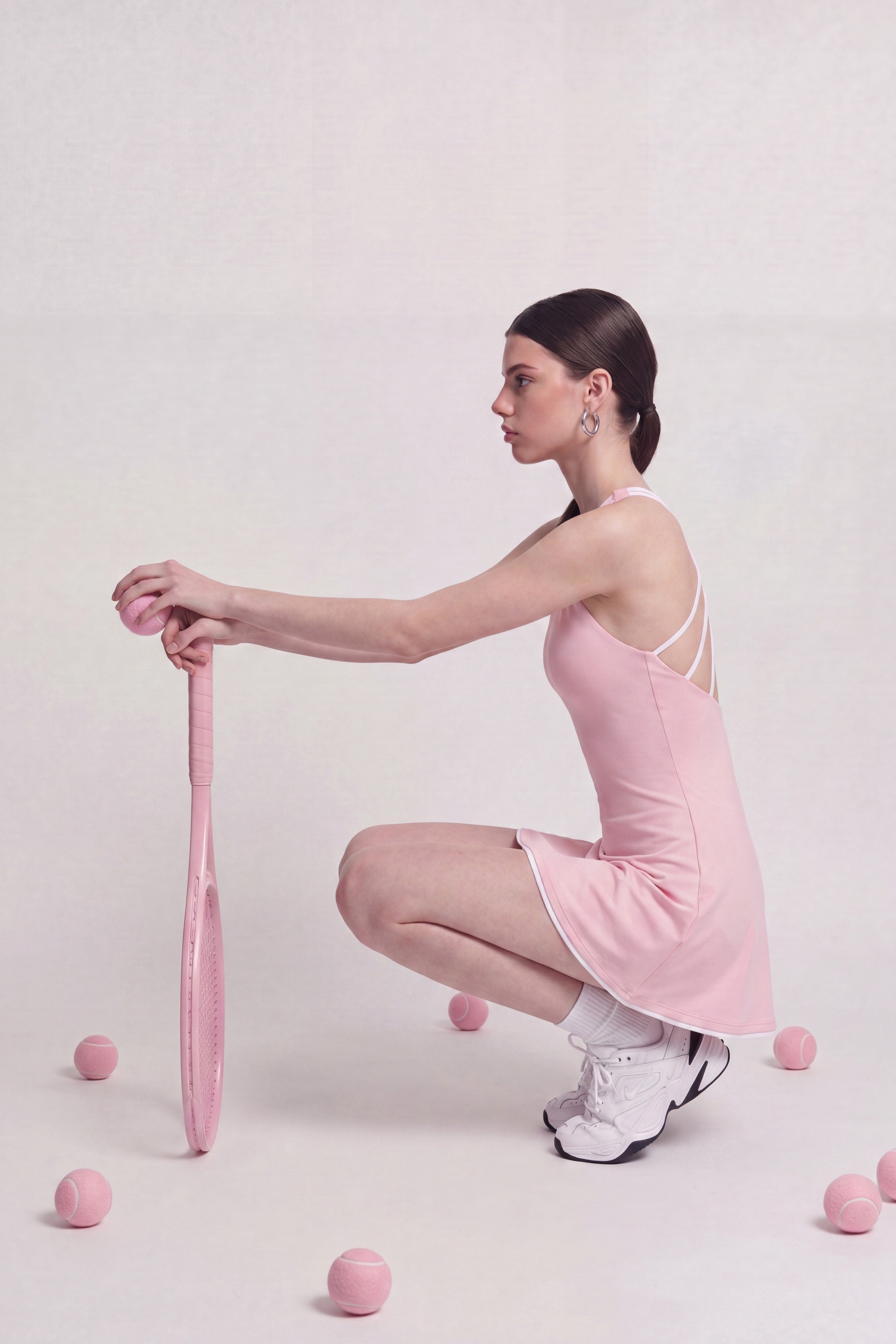 İÇi Şortlu Sırtı İP Detaylı Mini Mariya Elbise Pembe