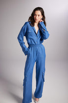 Kargo Cepli Beli Lastikli Julia Pantolon Mavi