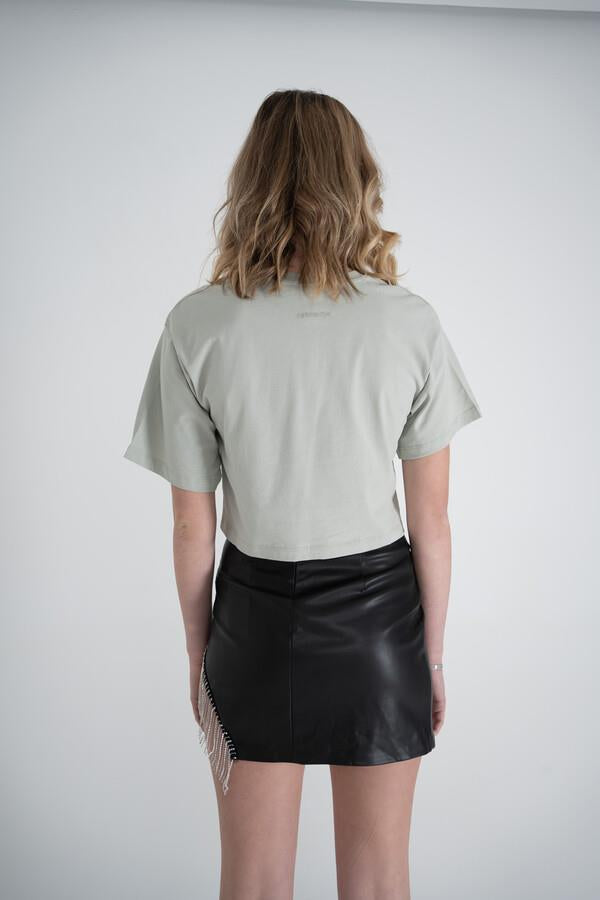 Kısa Kol Bisiklet Yaka Basic Viole Tshirt Haki