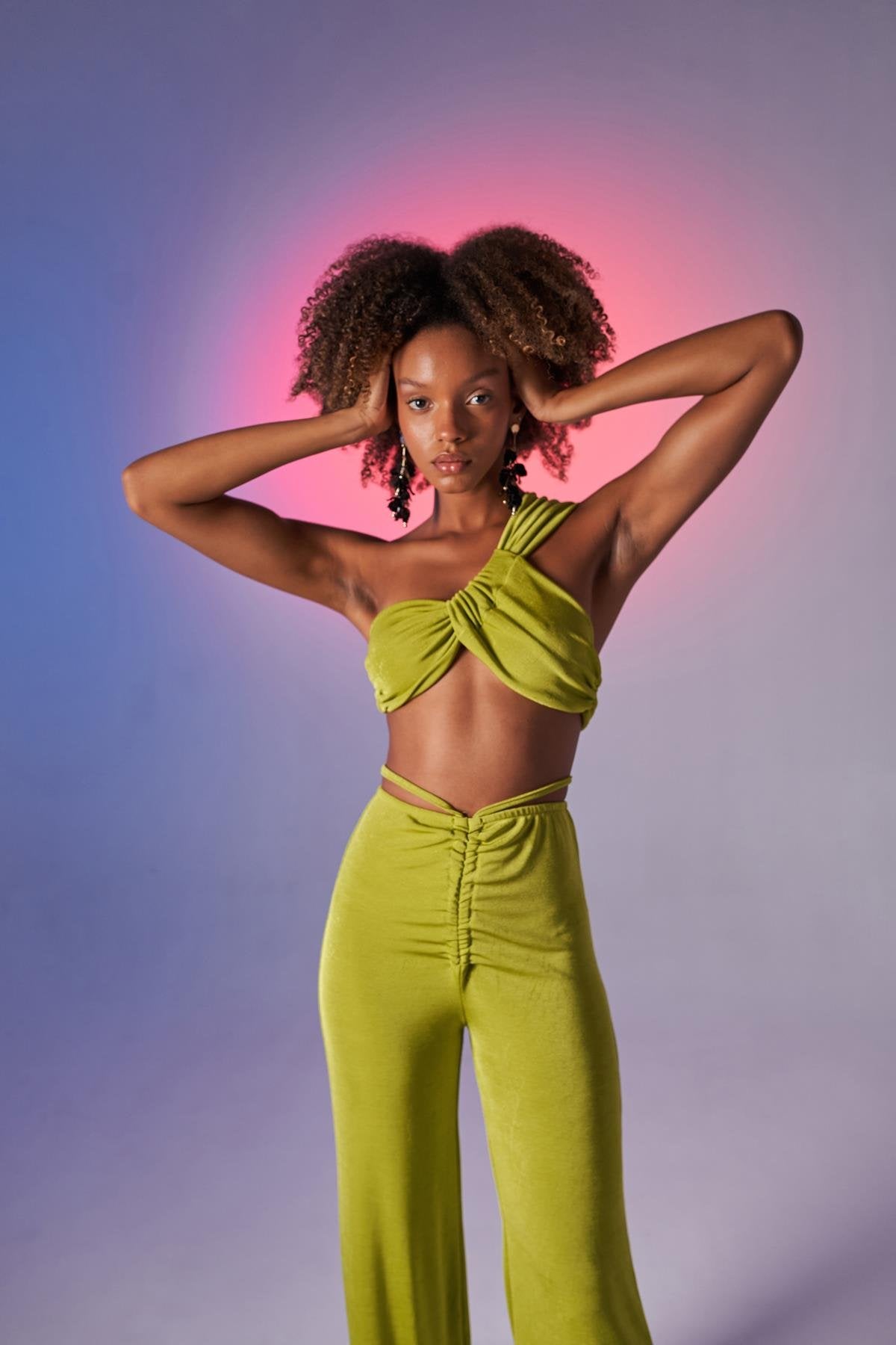 Omuz Detaylı Beatrice Crop Yeşil