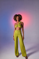 Omuz Detaylı Beatrice Crop Yeşil