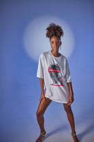 Oversize Baskılı Censored T-Shirt Beyaz