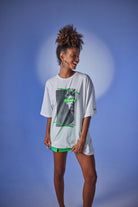Oversize Baskılı Stalker T-Shirt Beyaz