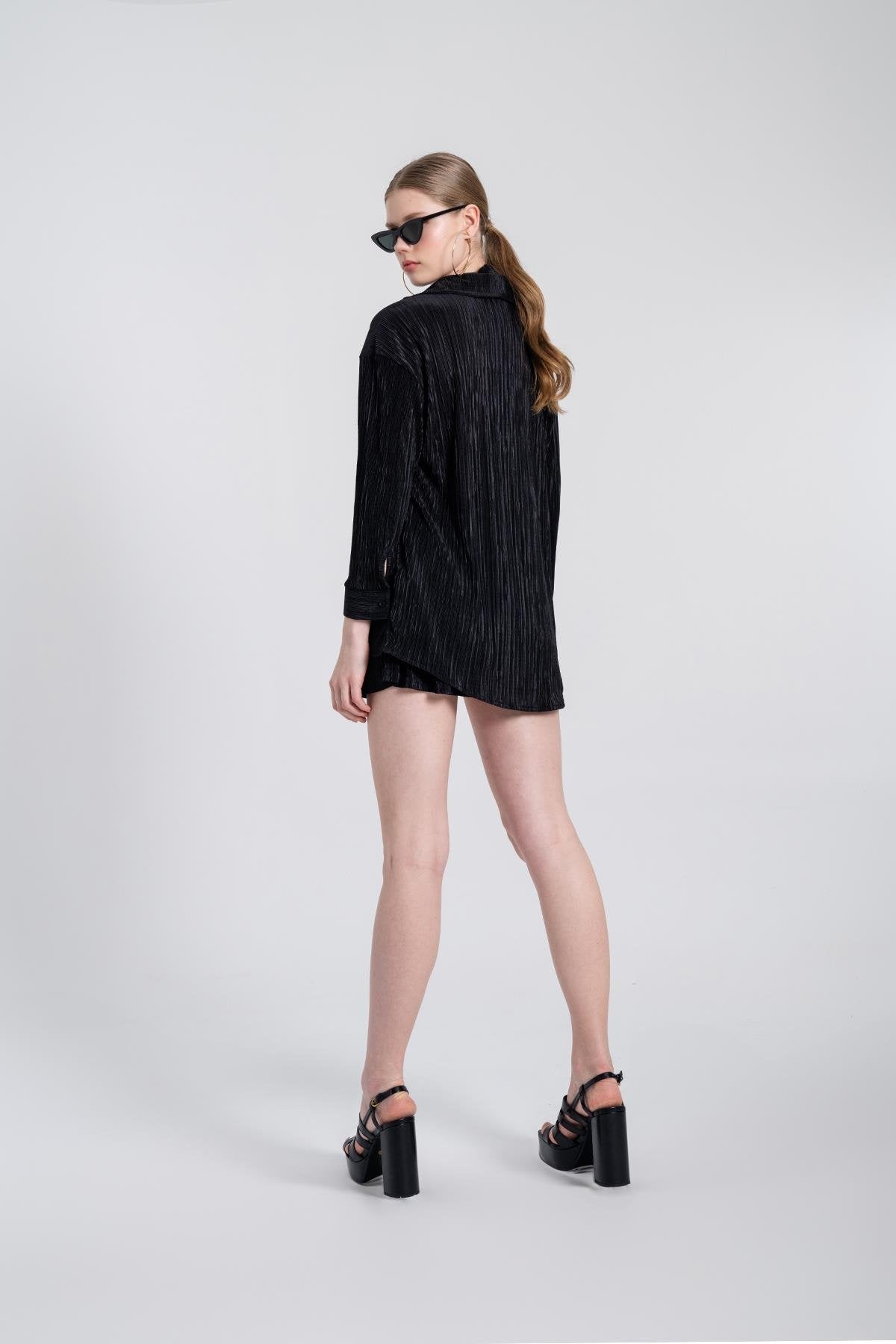 Oversize Düğme Kapamalı Comfy Oversize Gömlek Siyah