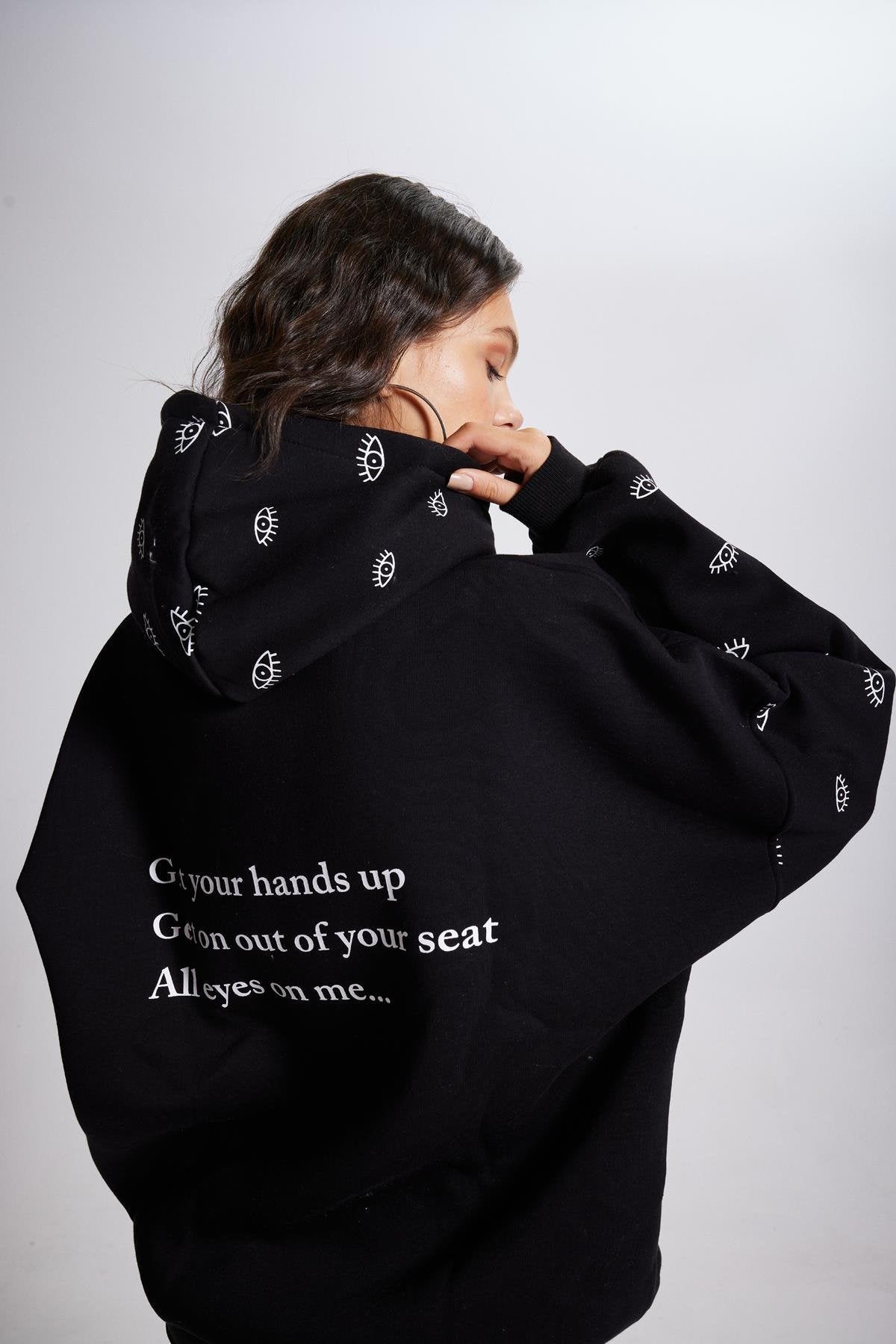 Oversize Kapüşonlu Unisex Eye Sweat Siyah
